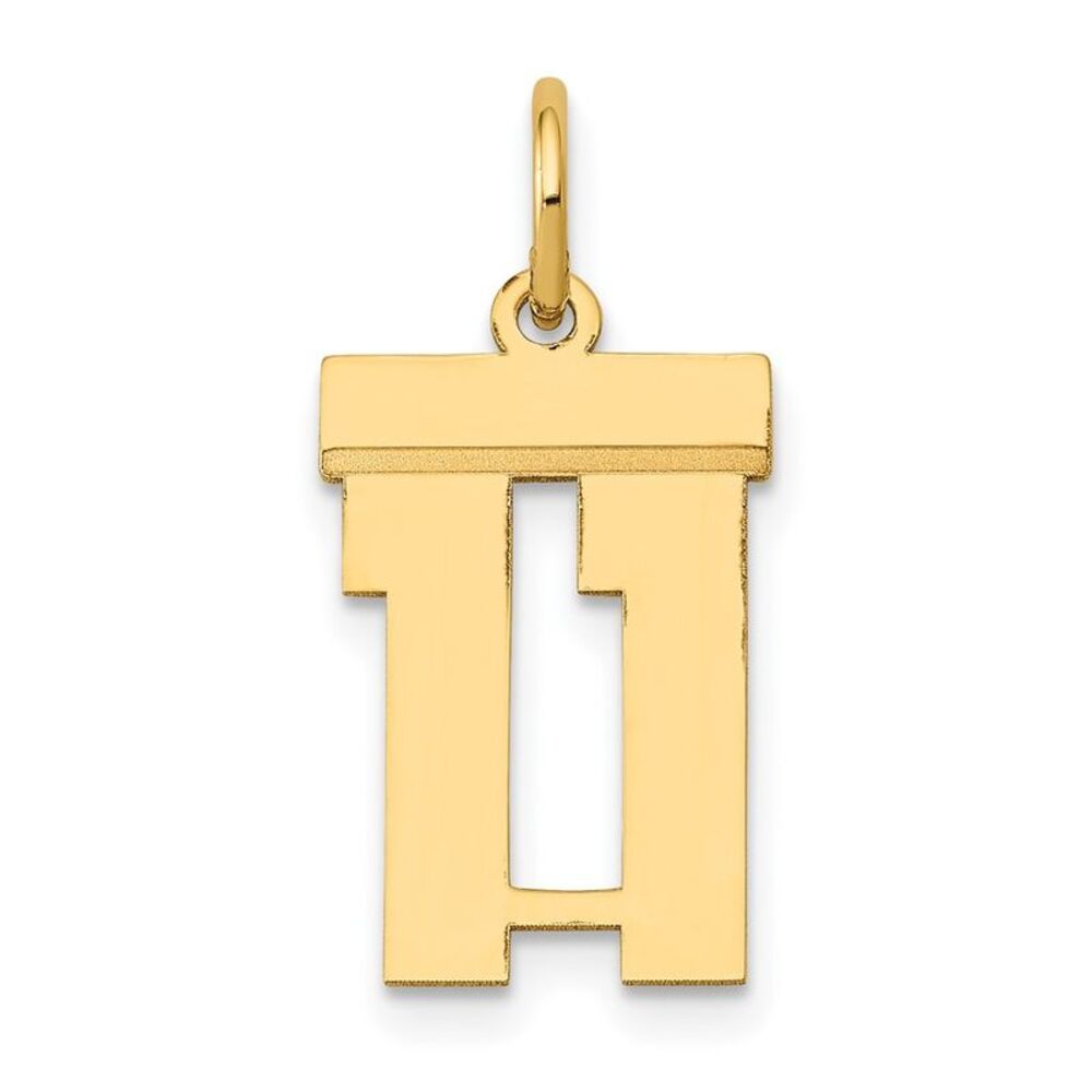 14k Yellow Gold, Athletic Collection, Small Polished Number 11 Pendant